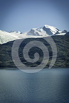 Beautiful view of the Chilean Fjords region in south Patagonia in Chile. Cruise ship sailing the Glacier Alley from the Beagle