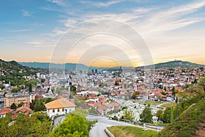 Beautiful view of the city of Sarajevo, Bosnia and Herzegovina photo