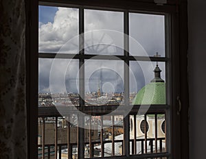 Beautiful view of the city of St. Petersburg from the top point. Russia