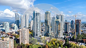 Beautiful view of a cityscape in Metrotown, Burnaby, Canada