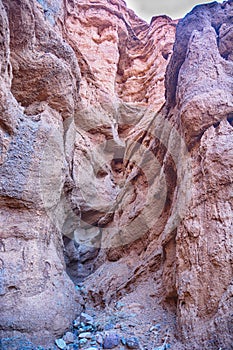 Beautiful view of cliffs from yellow red limestone. Kyrgyzstan