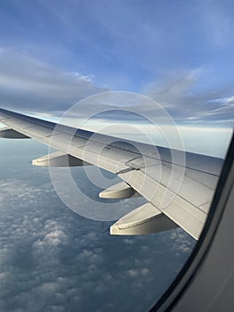 A beautiful view of the clouds captured from the airplane window