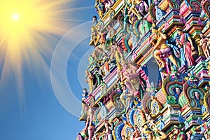 Beautiful view of colorful gopura in the Hindu Kapaleeshwarar Te