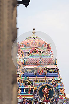 Beautiful view of colorful gopura in the Hindu Kapaleeshwarar Te