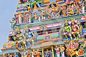 Beautiful view of colorful gopura in the Hindu Kapaleeshwarar Te