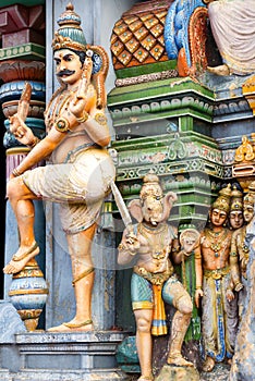 Beautiful view of colorful gopura in the Hindu Temple,chennai,