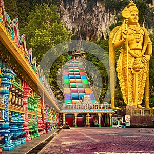 Colorful stairs of Batu caves. Malaysia