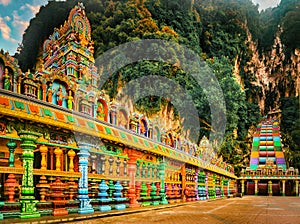 Colorful stairs of Batu caves. Malaysia photo