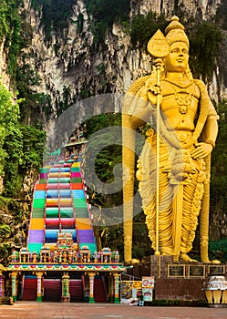 Colorful stairs of Batu caves. Malaysia