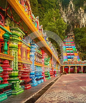 Colorful stairs of Batu caves. Malaysia