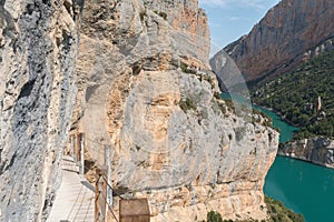 Beautiful view of the Congost de Mont-rebei gorge in Catalonia, Spain