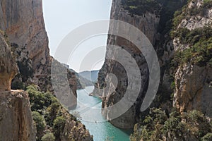 Beautiful view of the Congost de Mont-rebei gorge in Catalonia, Spain