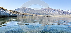 Beautiful views of Crowley lake from the boat in mono county California photo