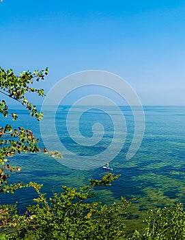 Beautiful view of crystal clean water of Pucka Bay in Poland photo