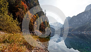 Beautiful View on Dachstein Mountain With Gosausee Lake