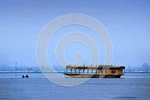 A beautiful view of Dal Lake in winter, Srinagar, Kashmir, India