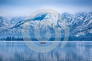 A beautiful view of Dal Lake in winter, Srinagar, Kashmir, India