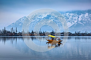 A beautiful view of Dal Lake in winter, Srinagar, Kashmir, India