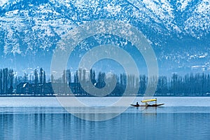 A beautiful view of Dal Lake in winter, Srinagar, Kashmir, India