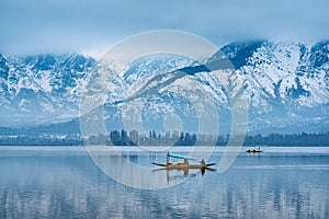 A beautiful view of Dal Lake in winter, Srinagar, Kashmir, India