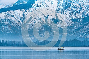 A beautiful view of Dal Lake in winter, Srinagar, Kashmir, India