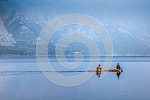 A beautiful view of Dal Lake in winter, Srinagar, Kashmir, India