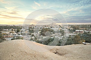 Beautiful view of the date grove from Gebel al-Mawta in Siwa Oasis