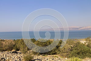 Beautiful view on the Dead sea beach