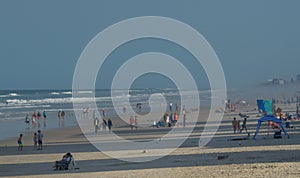 Beautiful view down New Smyrna Beach on the Atlantic Ocean in Volusia County, Florida photo