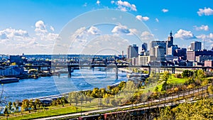Beautiful view of downtown Minneapolis on a sunny day
