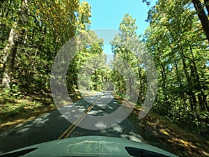 The beautiful view while driving of the changing leaves on the Blue Ridge Parkway