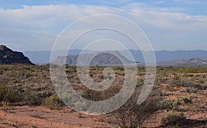 Beautiful view of the drylands next to the Andean area in La Rioja, Argentina