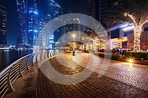 Beautiful view of Dubai Marina promenade