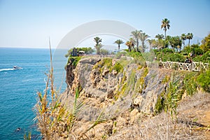 Beautiful view from Duden waterfall in Antalya, Turkey