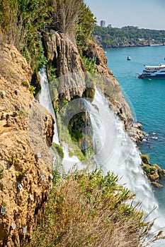 Beautiful view of Duden waterfall in Antalya, Turkey