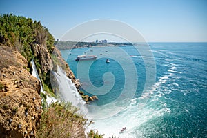 Beautiful view of Duden waterfall in Antalya, Turkey