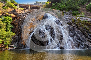 Beautiful view of the Dudhsagar waterfall in Goa, India