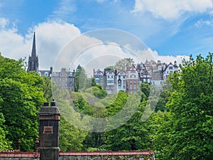 Beautiful view of Edinburgh, Scotland on a bright sunny day.