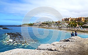 Beautiful view of El Duque beach in Costa Adeje,Tenerife, Canary Islands,Spain.Travel concept.