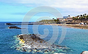 Beautiful view of El Duque beach in Costa Adeje,Tenerife, Canary Islands,Spain.Travel concept.