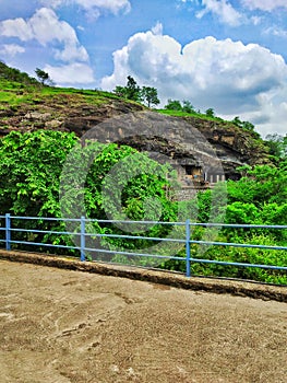 Beautiful view of the Ellora caves in Aurangabad Maharashtra India