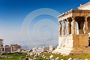 Beautiful view of Erechtheion in Athens, Greece