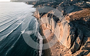 Beautiful view of the Eros Beach, Santorini, Greece