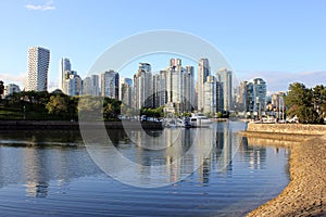 Beautiful view of the False Creek and downtown Vancouver, British Columbia, Canada