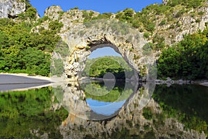 Famous arch at Vallon-Pont-d`Arc, Ardeche, France