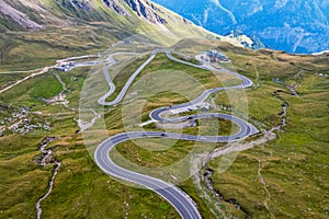 Beautiful view of the famous Austrian serÅ¡entine road Grossglockner Hochalpenstrasse