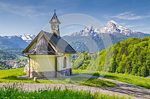 Lockstein Chapel with Watzmann mountain in Berchtesgaden, Bavaria, Germany photo