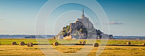 Le Mont Saint-Michel at sunset, Normandy, France