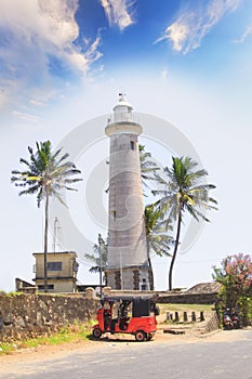 Beautiful view of the famous lighthouse in Fort Galle, Sri Lanka