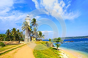 Beautiful view of the famous lighthouse in Fort Galle, Sri Lanka